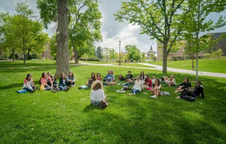 students on grass