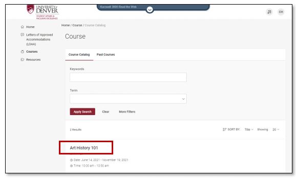 faculty accommodate courses page